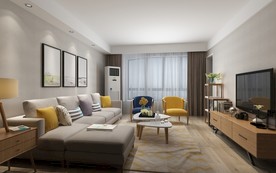 北欧 客厅 渲染图 三维 合成