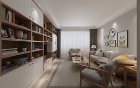 北欧 客厅 渲染图 三维 合成