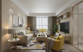 北欧 客厅 渲染图 三维 合成