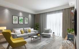 北欧 客厅 渲染图 三维 合成