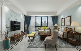 美式 客餐厅 渲染图