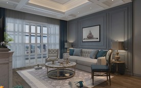 美式 客餐厅 渲染图