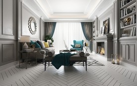 美式 客餐厅 渲染图