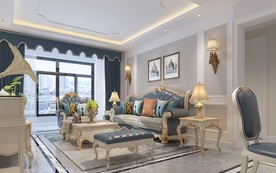 欧式 客厅 渲染图 三维 合成