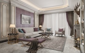 欧式 客厅 渲染图 三维 合成