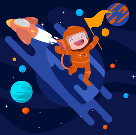 创意太空火箭和宇航员矢量素材
