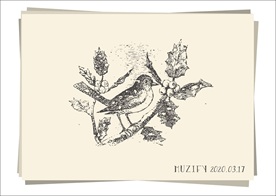 小鸟和浆果素描画