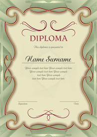 竖版证书防伪花纹欧式边框奖状