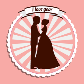 情侣卡通小人心形设计背景爱心