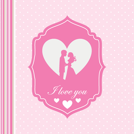 情侣卡通小人心形设计背景爱心