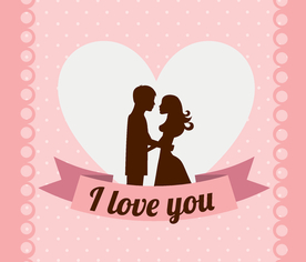 情侣卡通小人心形设计背景爱心