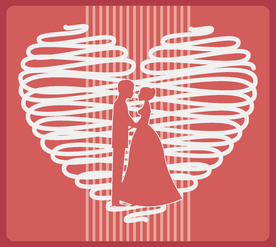 情侣卡通小人心形设计背景爱心