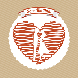 情侣卡通小人心形设计背景爱心