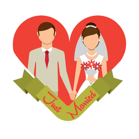 情侣卡通小人心形设计背景爱心