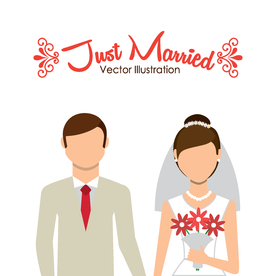 情侣卡通小人心形设计背景爱心