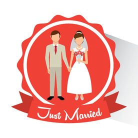 情侣卡通小人心形设计背景爱心