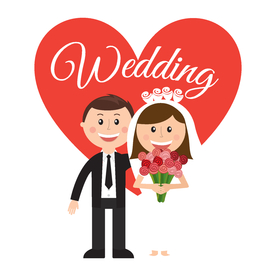 情侣卡通小人心形设计背景爱心