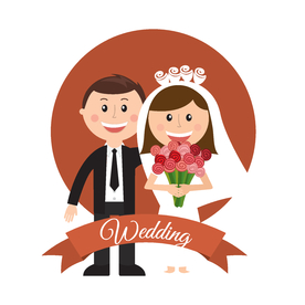 情侣卡通小人心形设计背景爱心