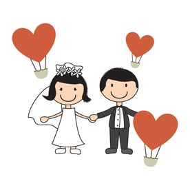 情侣卡通小人心形设计背景爱心