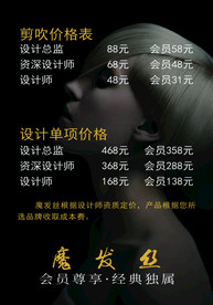 美发价格表