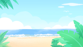 卡通海洋沙滩