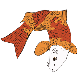 荷花鲤鱼矢量图