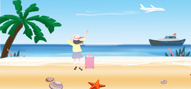 卡通海洋沙滩天空背景