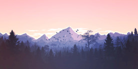 山脉森林风景矢量图
