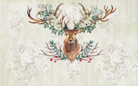 手绘麋鹿背景墙