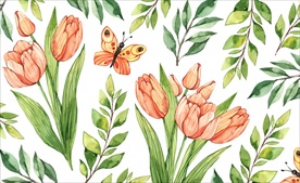 彩绘郁金香 红色蝴蝶