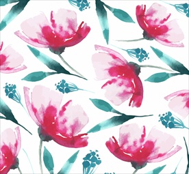 水彩绘画 粉色花朵