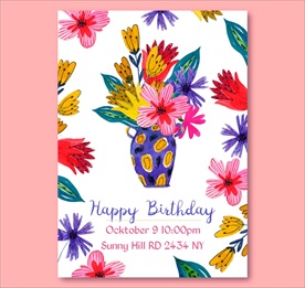 水彩绘花瓶 生日活动