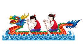 手绘端午节划龙舟图案
