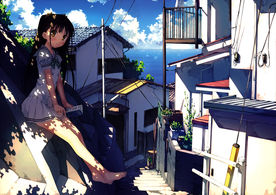 日式小清新街道风景插画