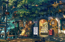 日式小清新街道风景插画