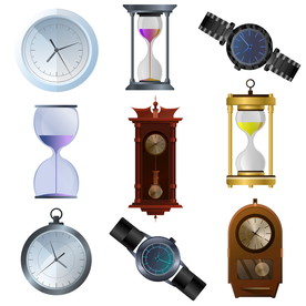 扁平风钟表手表插画元素