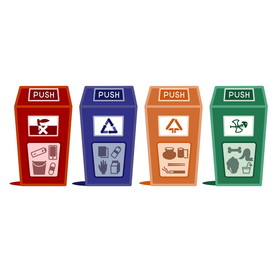 垃圾分类有害可回收餐厨矢量插画