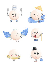 卡通可爱拟人手绘职业汤圆元宵