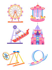 欢乐谷游乐设施摩天轮旋转木马矢