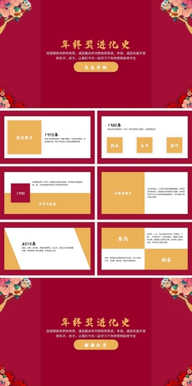 红色喜庆年终奖进化史ppt模版