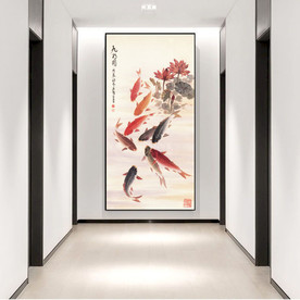 水墨九鱼图