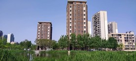休闲生活湖边小区楼房
