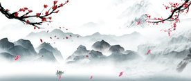 古风山水意境淡雅背景素材