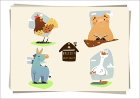 4款入卡通动物矢量图