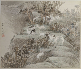 任熊植物山水风景画