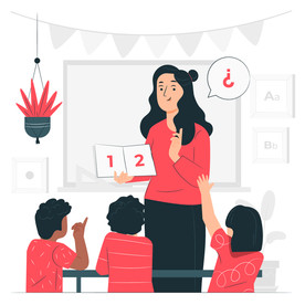 扁平化老师上课教育培训插画设计