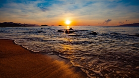 海滩 晚霞