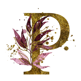 手绘水彩花卉英文字母logo