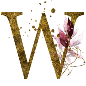 手绘水彩花卉英文字母logo