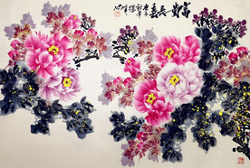 洛阳著名牡丹画家王跃峰国画牡丹